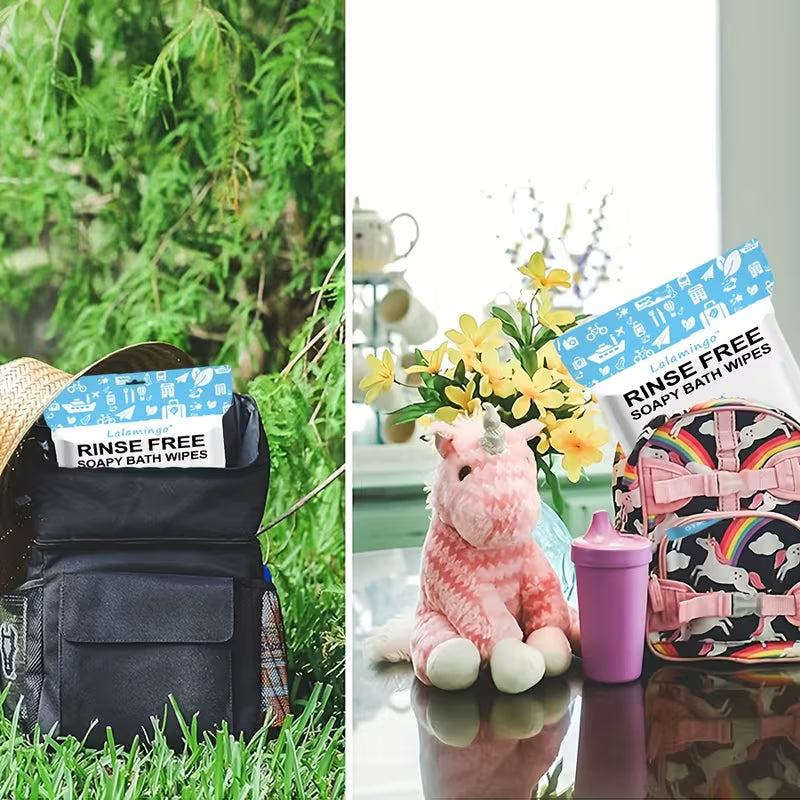 100pcs No-Rinse Bath Wipes - 11.81x11.81in Disposable Foaming Body Cleansing Cloths, Alcohol-Free & Fragrance-Free,