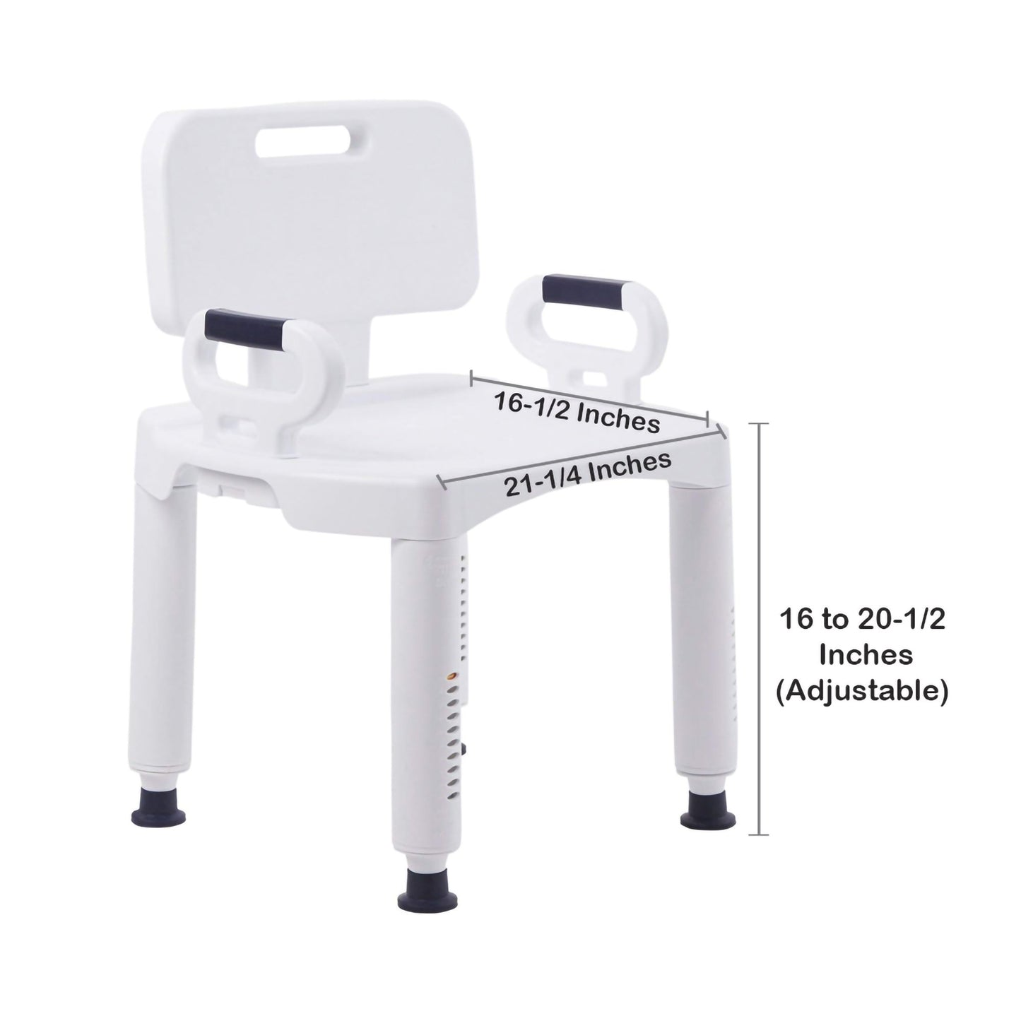 BENCH, BATH PREM W/BACK/ARMS PLAS FRAME 350LBS