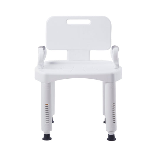 BENCH, BATH PREM W/BACK/ARMS PLAS FRAME 350LBS