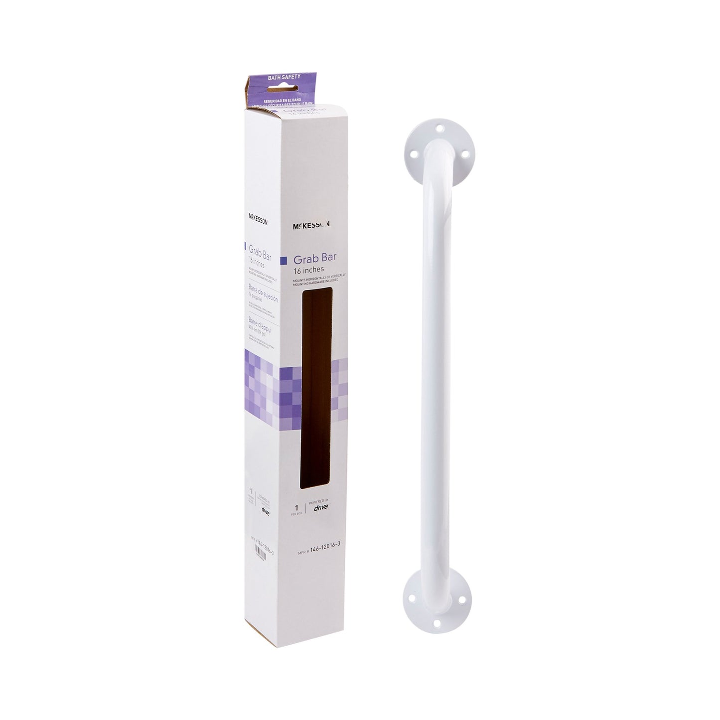 BAR, GRAB MOUNT PDR COATED WHT 16"