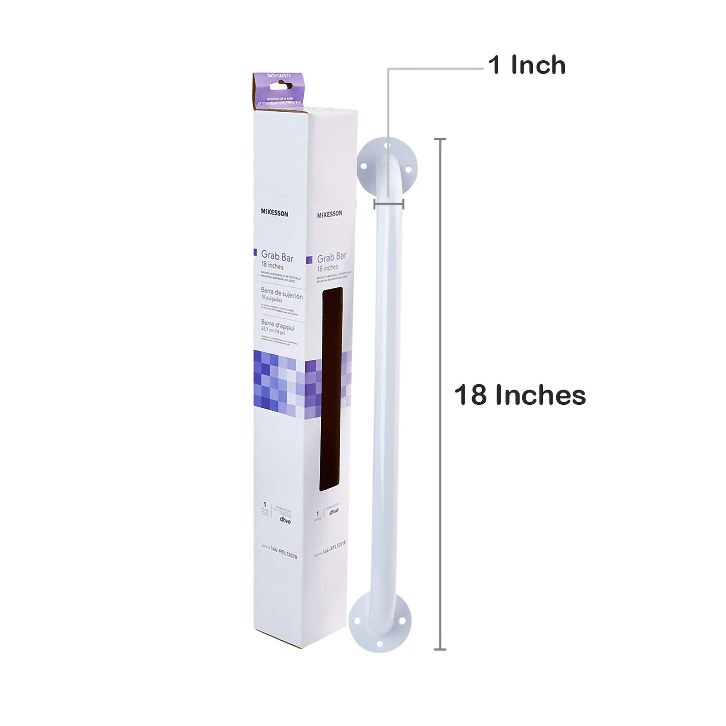 BAR, GRAB MOUNT PDR COATED WHT 18"