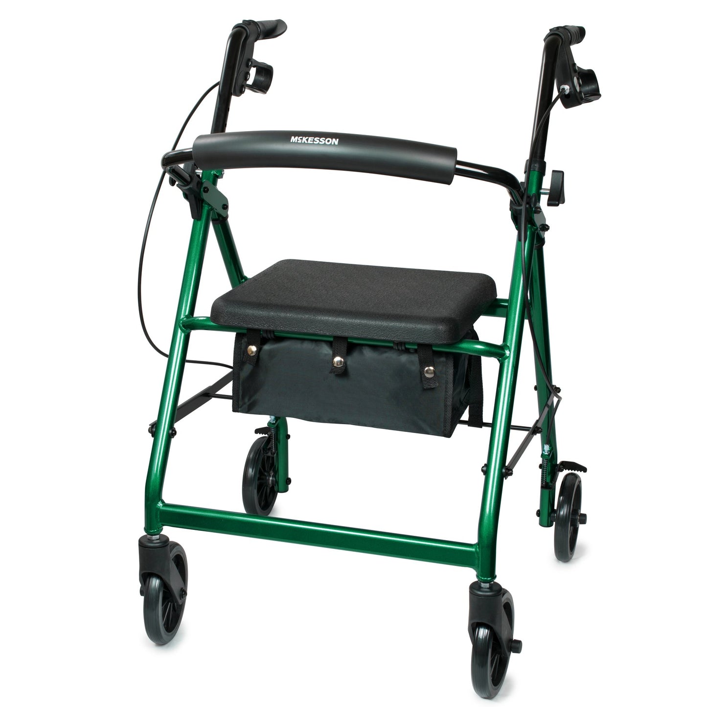 4-Wheel Rollator McKesson Green Adjustable Height / Folding Aluminum Frame