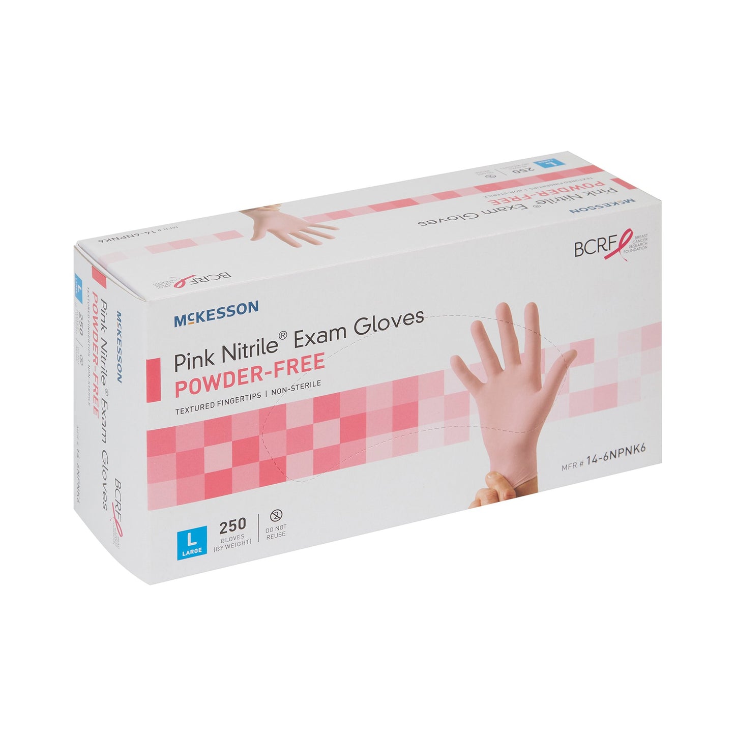 Exam Glove McKesson Pink Nitrile® Large NonSterile Nitrile Standard Cuff Length Textured Fingertips Pink