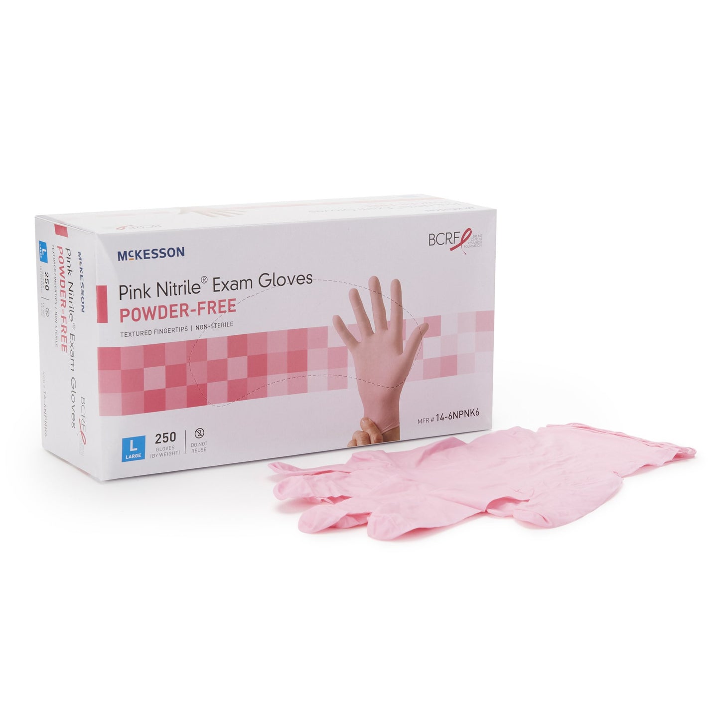 Exam Glove McKesson Pink Nitrile® Large NonSterile Nitrile Standard Cuff Length Textured Fingertips Pink