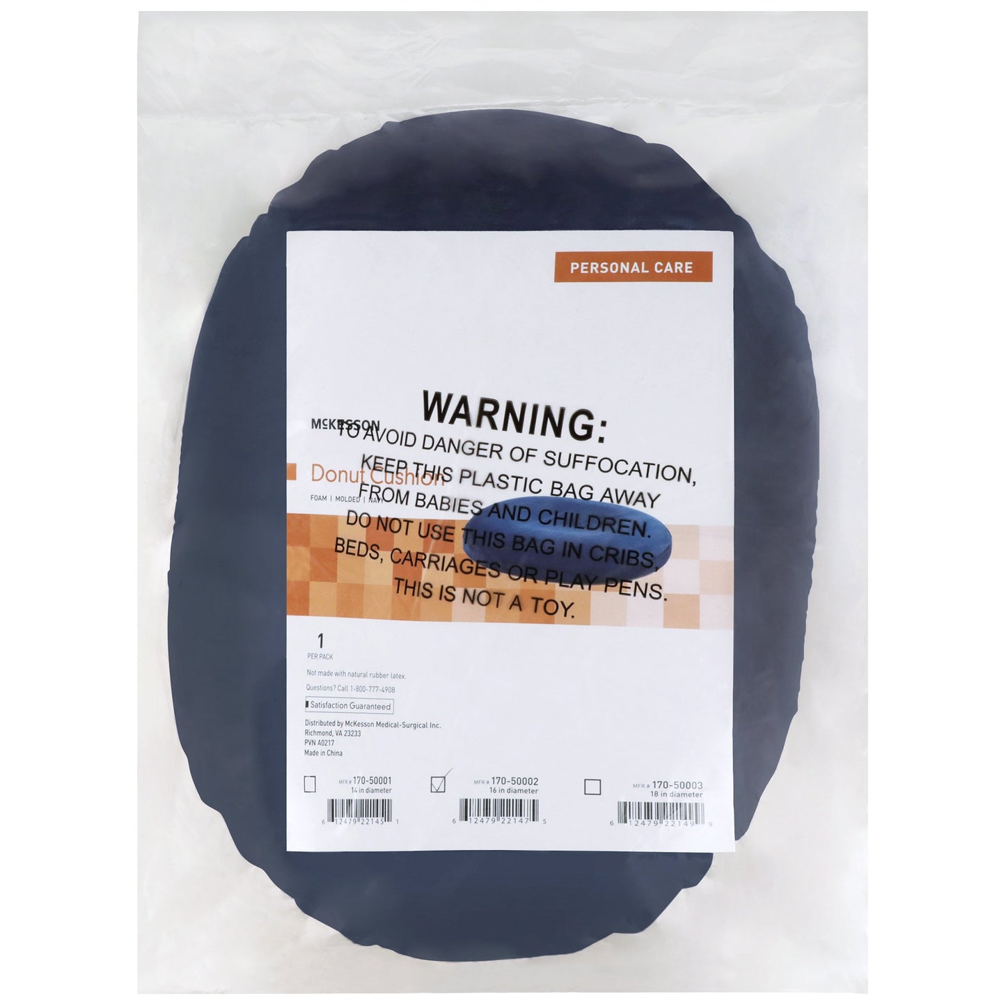 CUSHION, DONUT NAVY BLU 16"