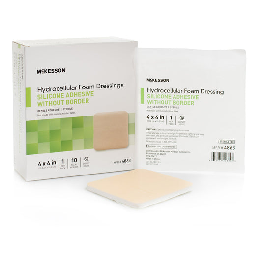 FOAM, ADH SIL W/O BORDER 4"X4"(10/BX)