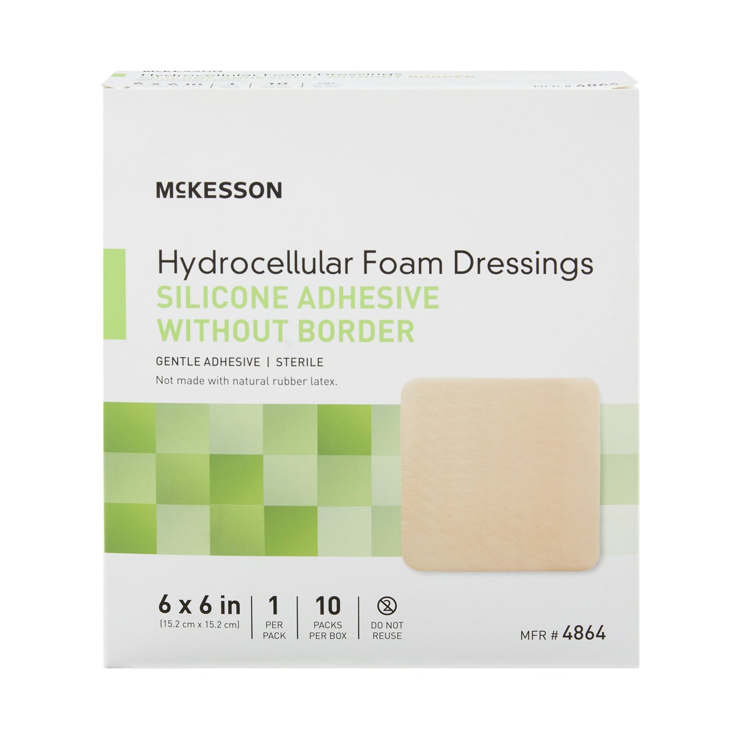 FOAM, ADH SIL W/O BORDER 6"X6"(10/BX)