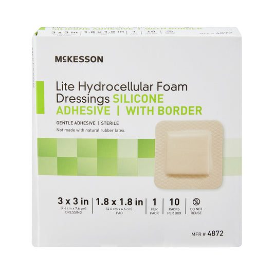 FOAM, ADH SIL LT W/BORDER 3"X3" (10/BX)
