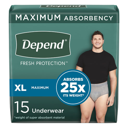 UNDERWEAR, DEPEND MAX ABSRB MEN XLG (15/PK)