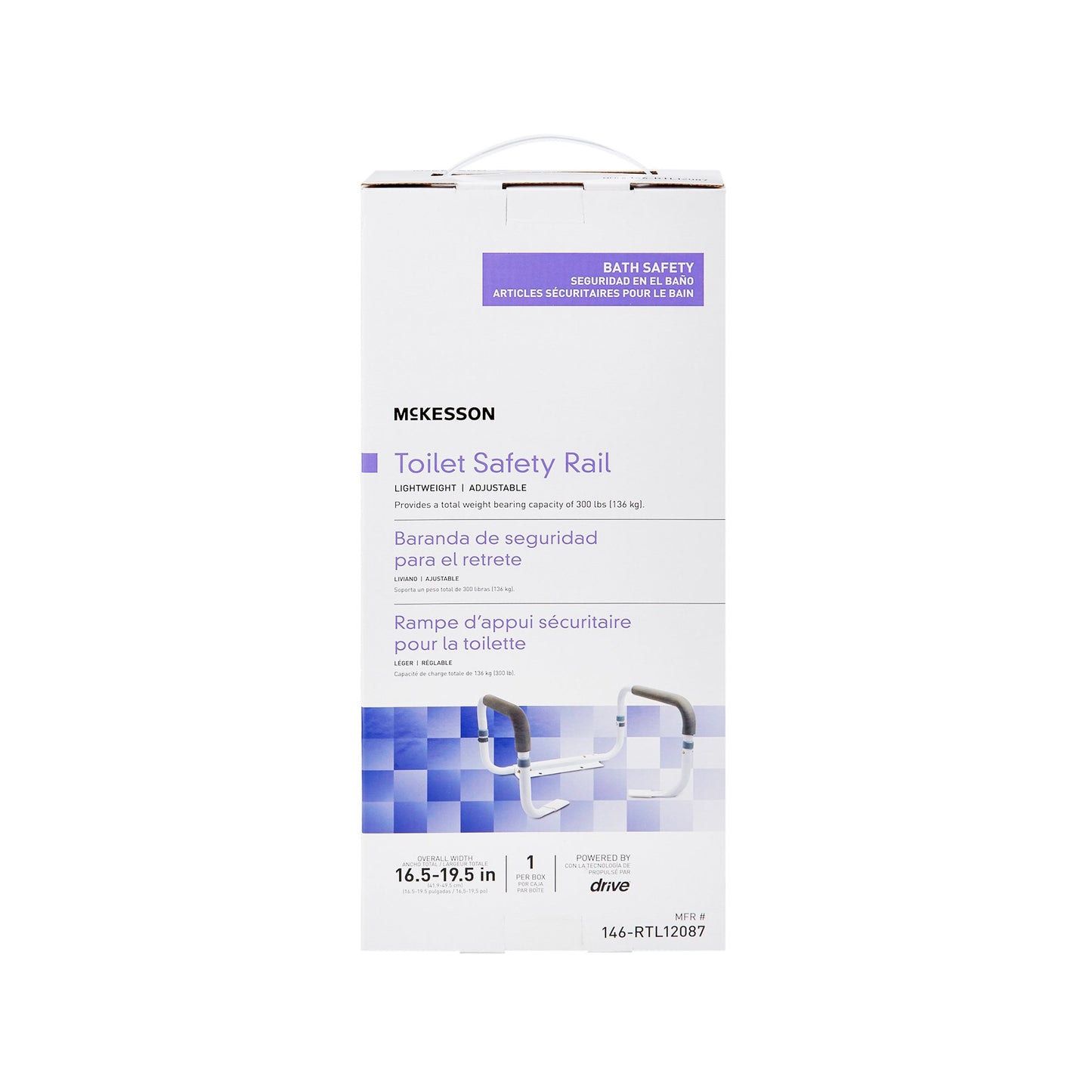 RAIL, TOILET SAFETY ADJ WIDTH 16.5"-19.5"
