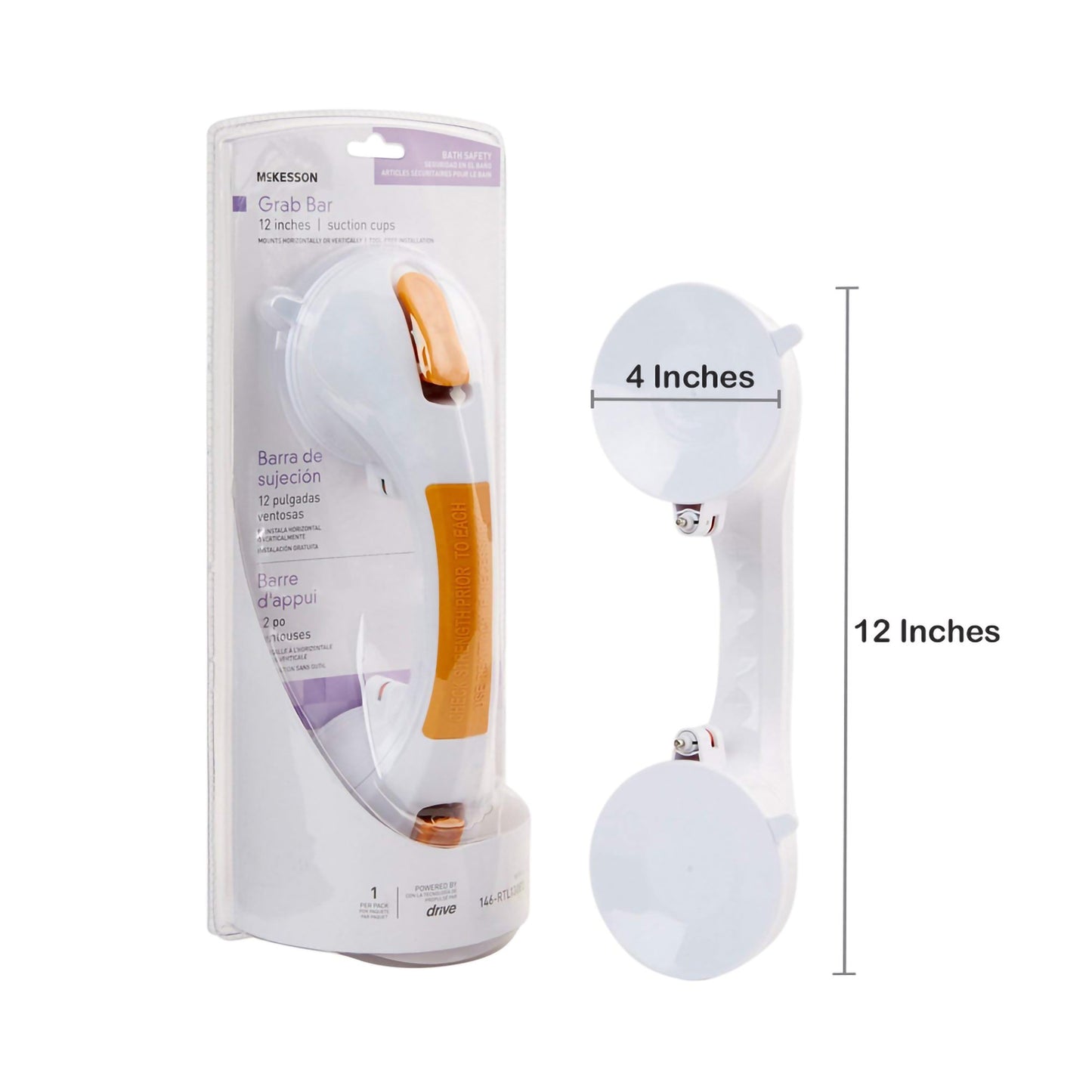 BAR, GRAB SUCTION CUP 12"
