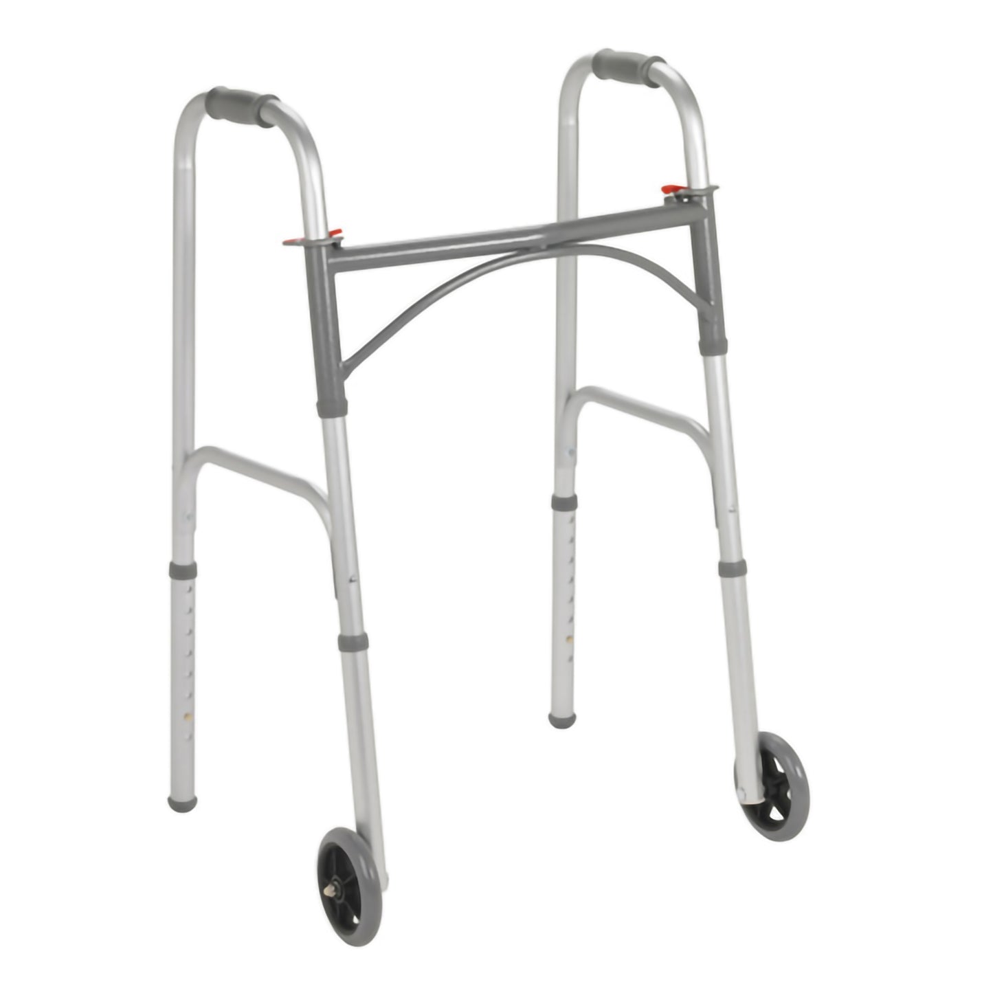 WALKER, DUAL FOLD STEEL ADLT 350LB W/5" WHEELS
