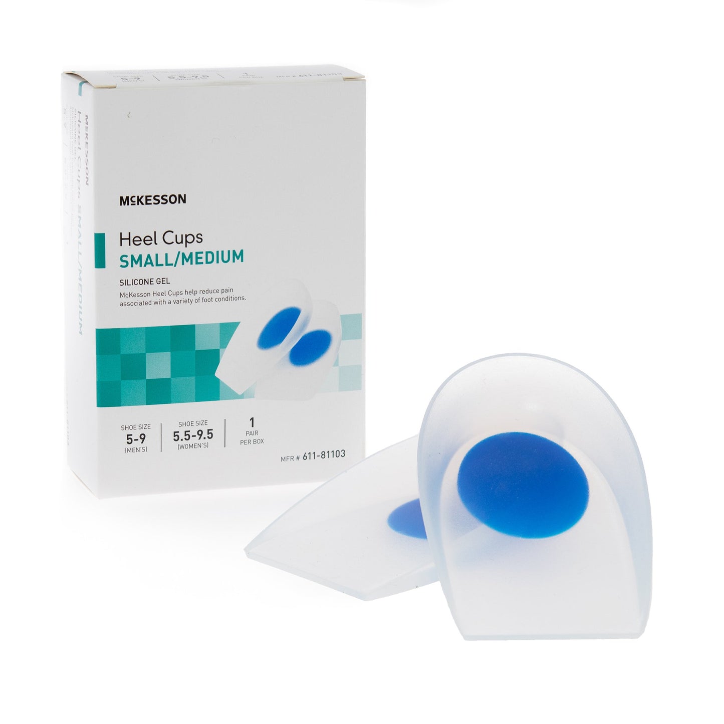 Heel Cup McKesson U-Shaped Silicone Women 5.5 to 9.5 / Men 5 to 9 SM/M Blue / Clear