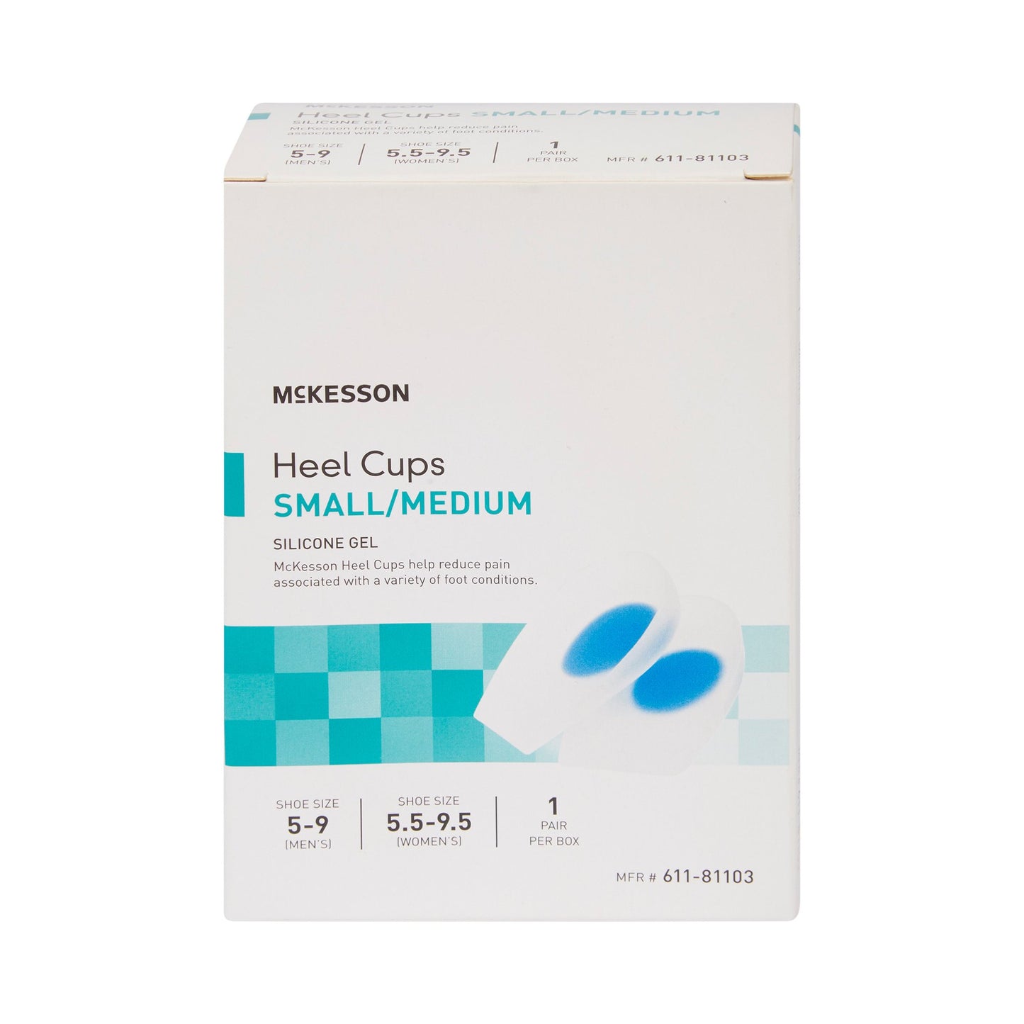 Heel Cup McKesson U-Shaped Silicone Women 5.5 to 9.5 / Men 5 to 9 SM/M Blue / Clear