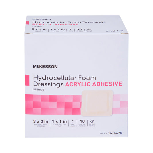 DRESSING, HYDROCELLULAR ADH STR FOAM 3"X3" (10/BX)