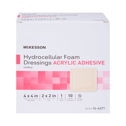 DRESSING, HYDROCELLULAR ADH STR FOAM 4"X4" (10/BX)