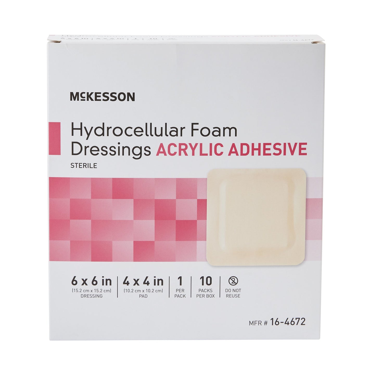 DRESSING, HYDROCELLULAR ADH STR FOAM 6"X6" (10/BX)
