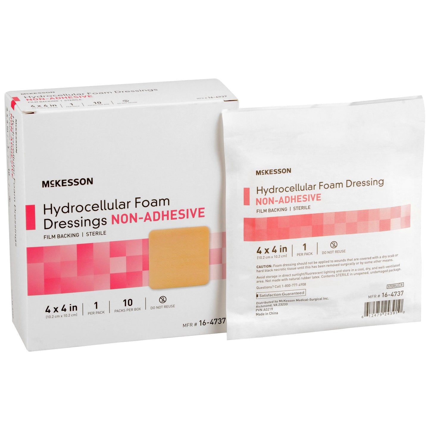 DRESSING, HYDROCELLULAR FM N/ADH W/FILM BCK 4"X4" (10/BX)