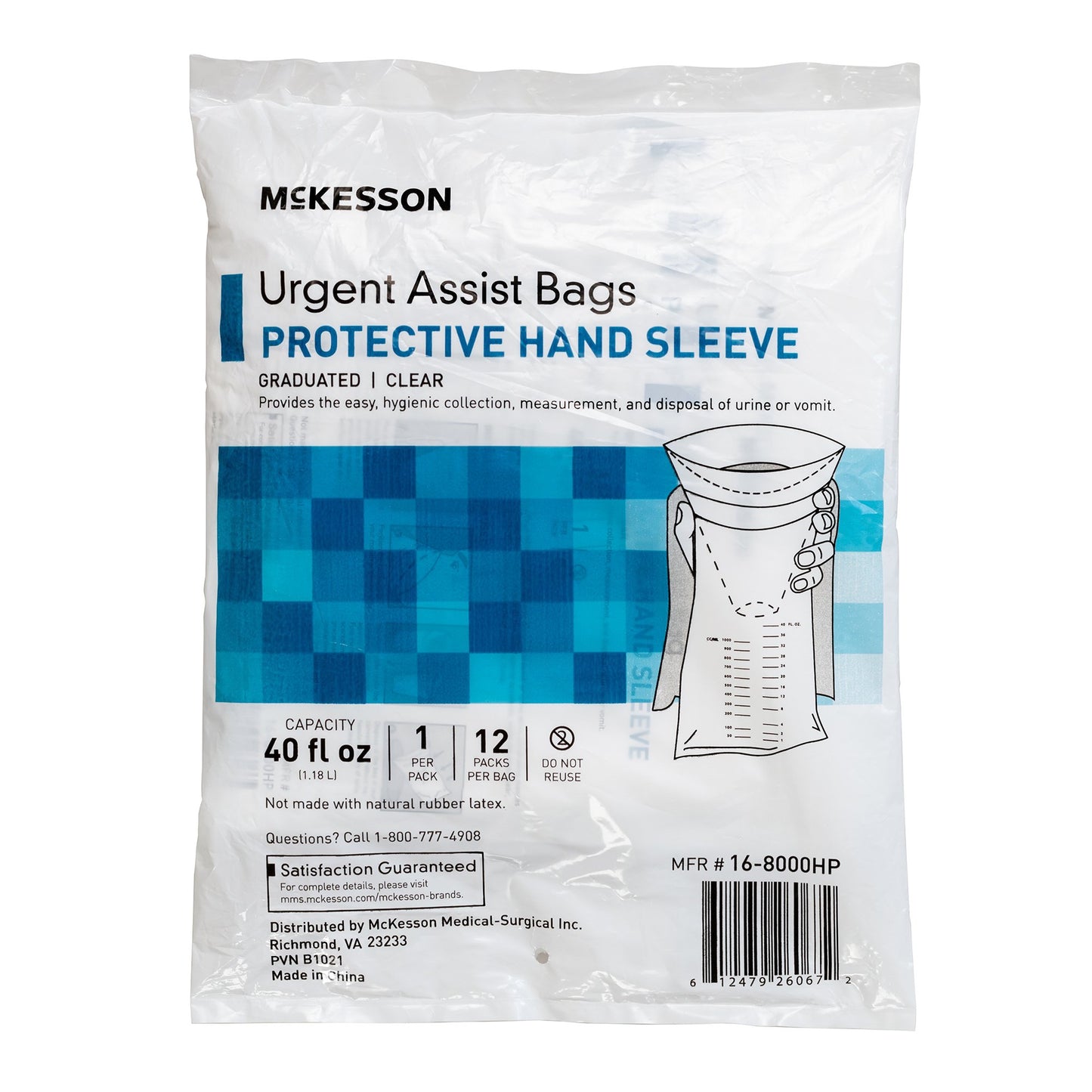 Emesis Bag McKesson 40 oz. Clear w/ Hand Protective Sleeve
