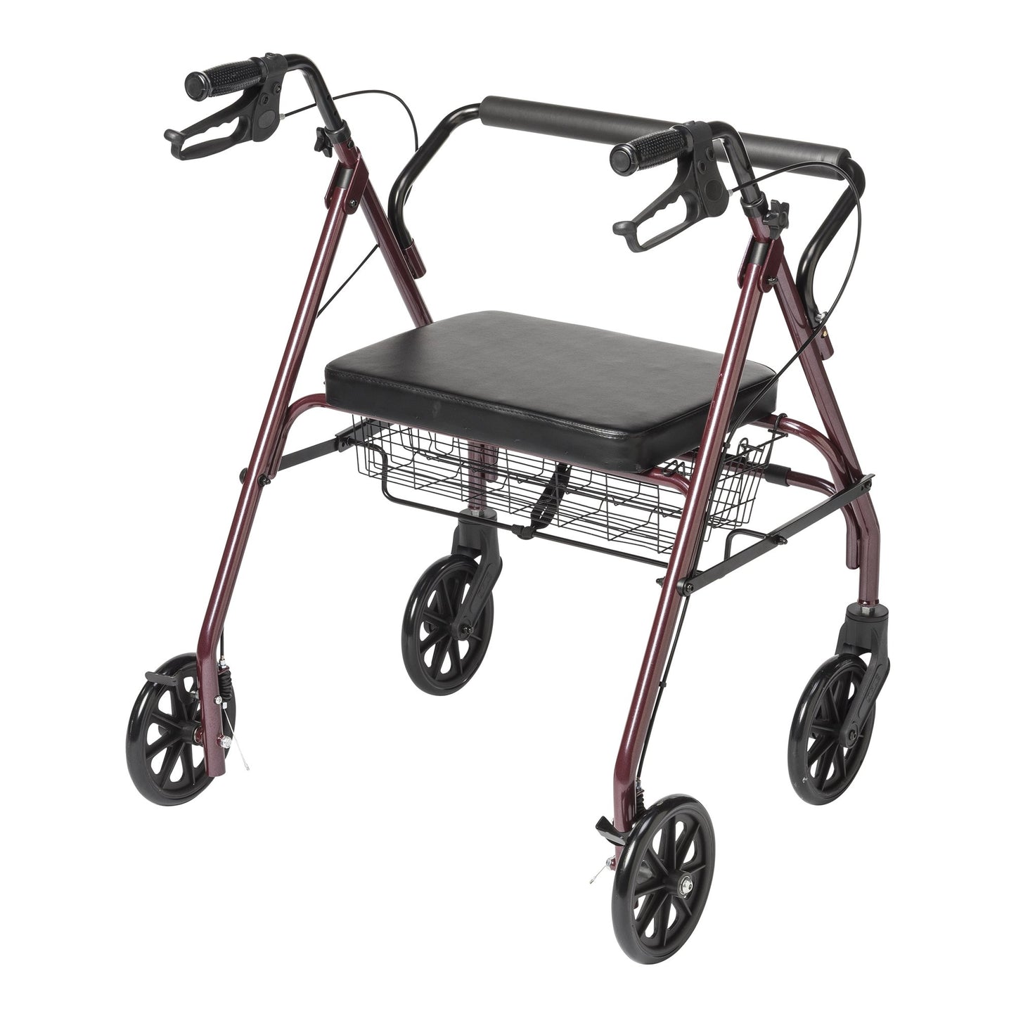 Bariatric 4-Wheel Rollator McKesson Red Adjustable Height / Folding Steel Frame