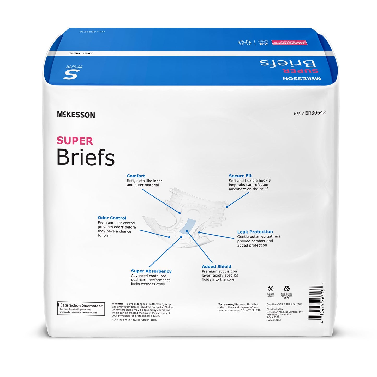 BRIEF, TAB CLOSURE SUPER SM 20-32" (24/BG)