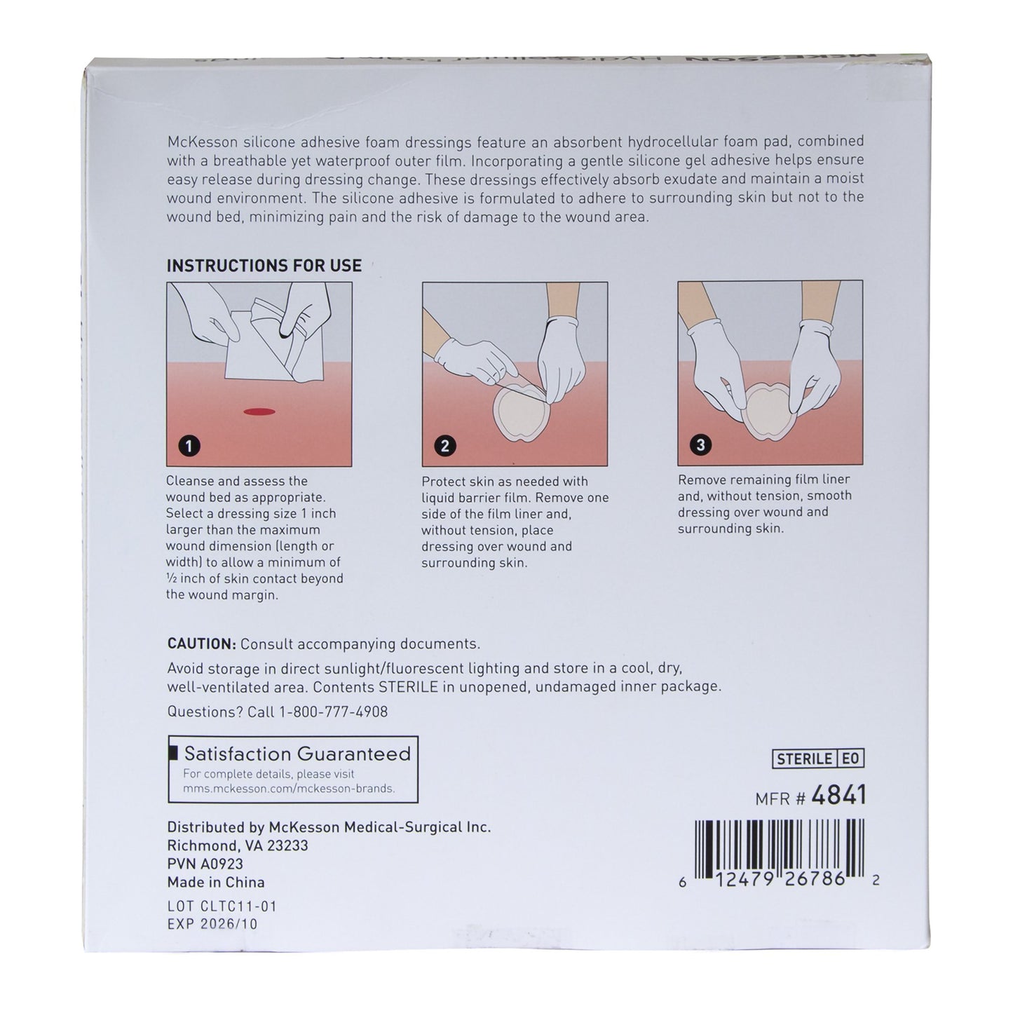 FOAM, ADH SIL W/BORDER SACRAL 9"X9" (5/BX)