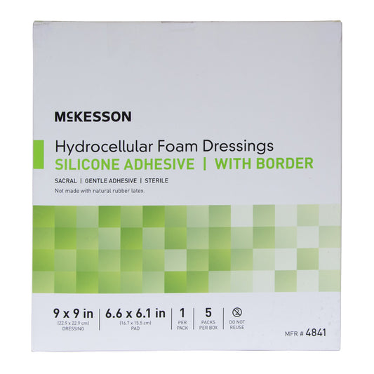 FOAM, ADH SIL W/BORDER SACRAL 9"X9" (5/BX)