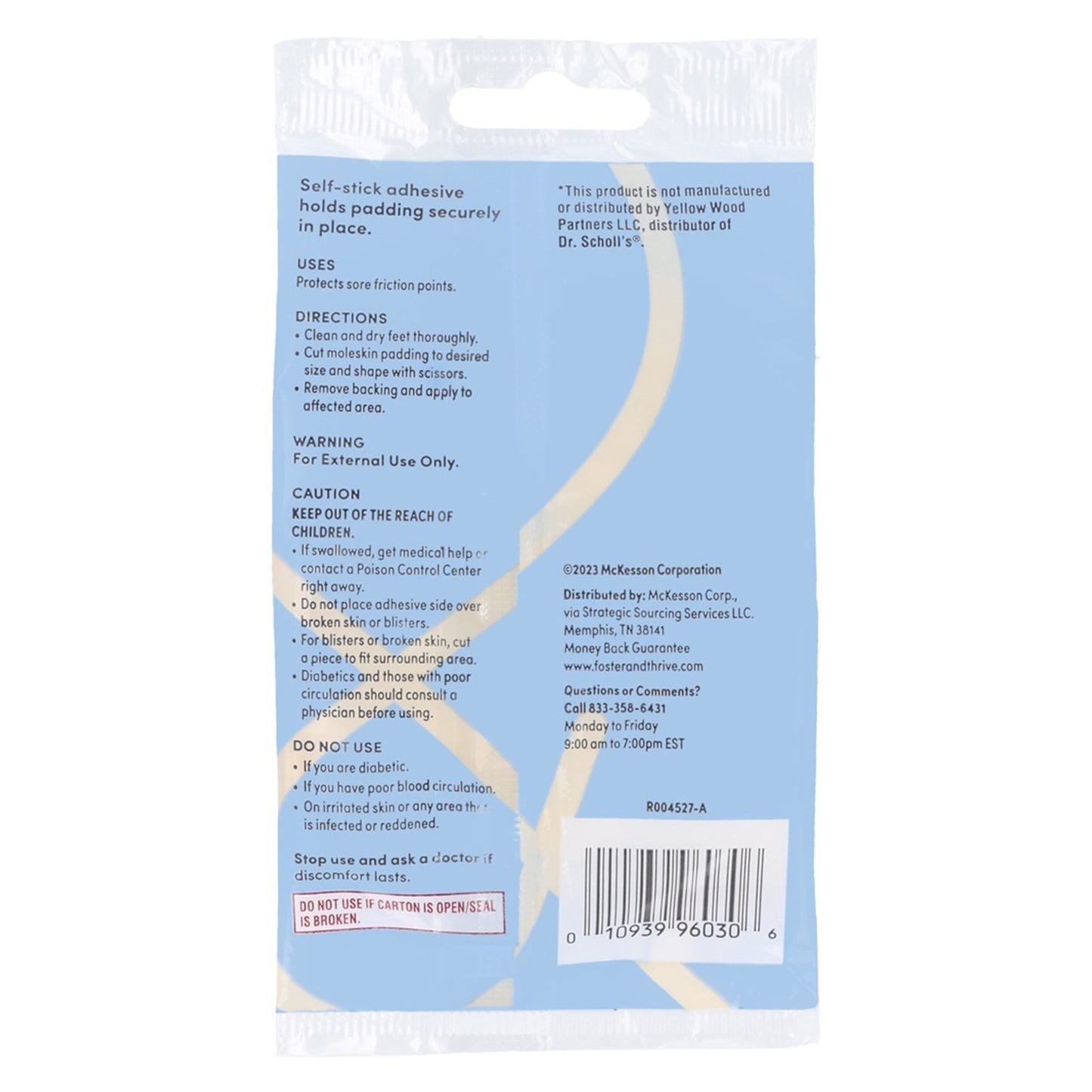 Protective Pad Foster & Thrive™ One Size Fits Most Adhesive Backing Foot