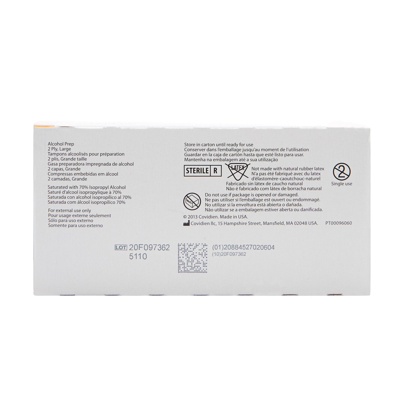 Alcohol Prep Pad Webcol™ 70% Strength Isopropyl Alcohol Individual Packet Large Sterile