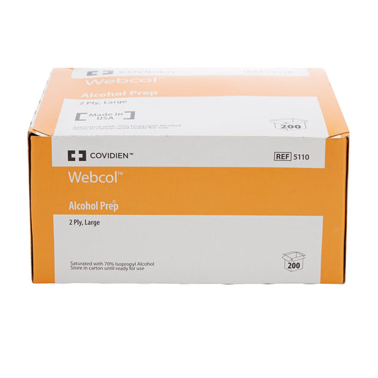 Alcohol Prep Pad Webcol™ 70% Strength Isopropyl Alcohol Individual Packet Large Sterile