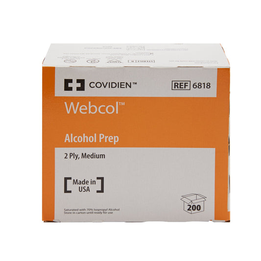 Alcohol Prep Pad Webcol™ 70% Strength Isopropyl Alcohol Individual Packet Medium Sterile