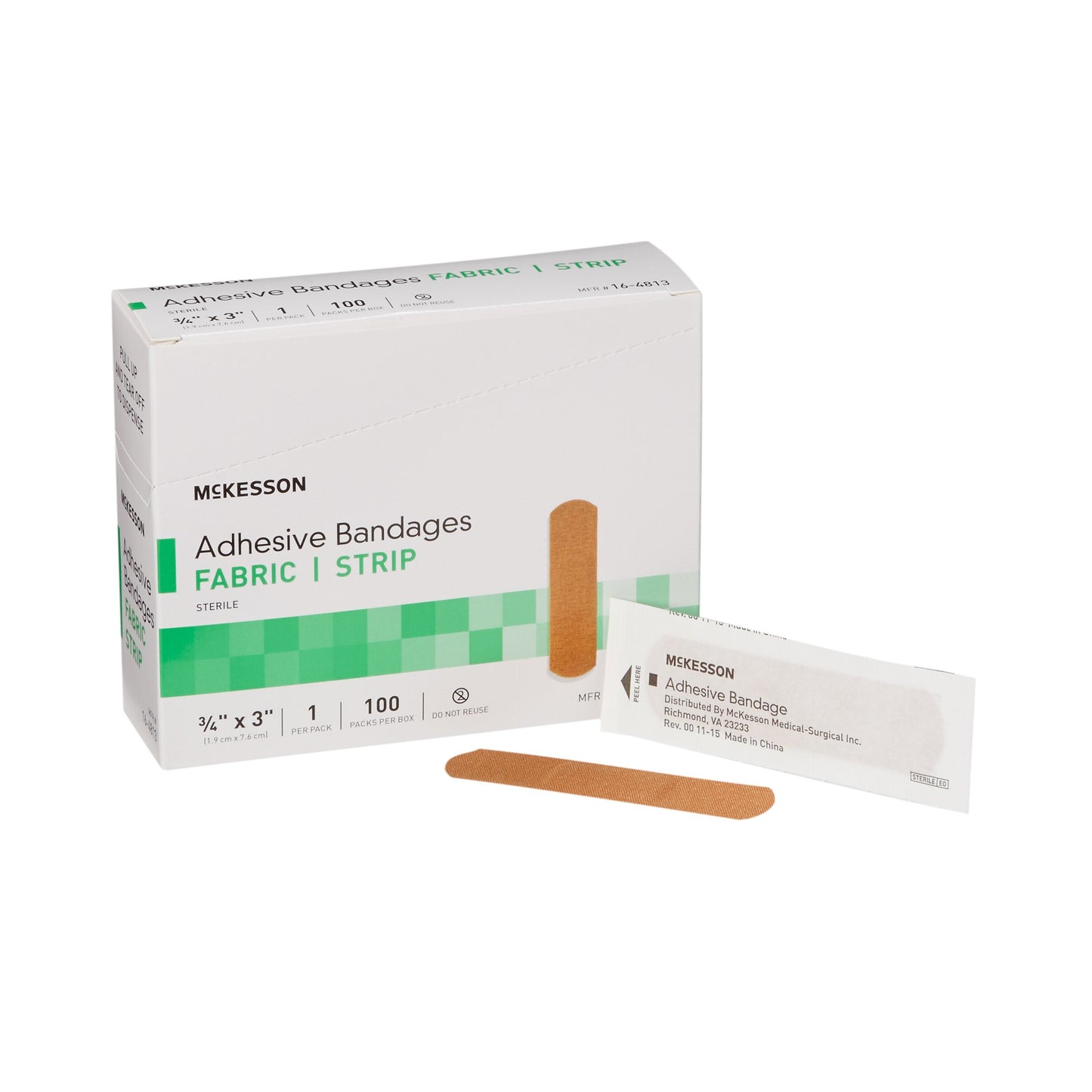 Bandage Adhesive Strip McKesson Fabric Tan 3/4 X 3 Inch Sterile