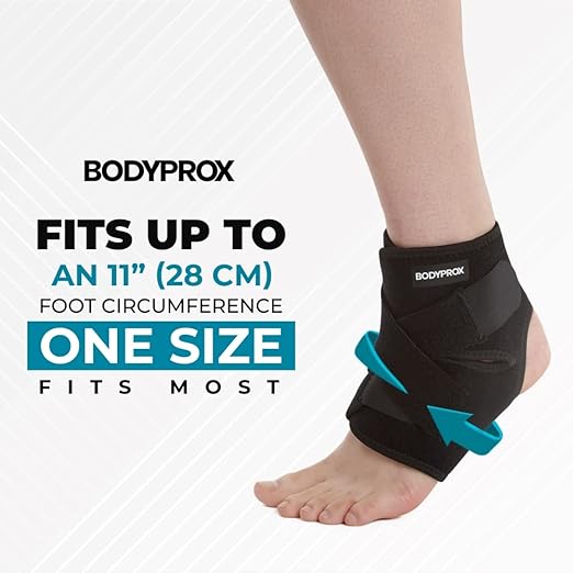 Bodyprox Ankle Brace – Adjustable Neoprene Support Sleeve One Size Fit Most (1 Pack)