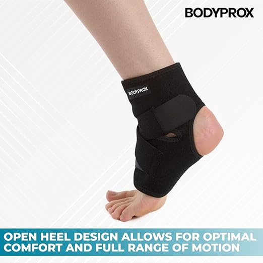Bodyprox Ankle Brace – Adjustable Neoprene Support Sleeve One Size Fit Most (1 Pack)