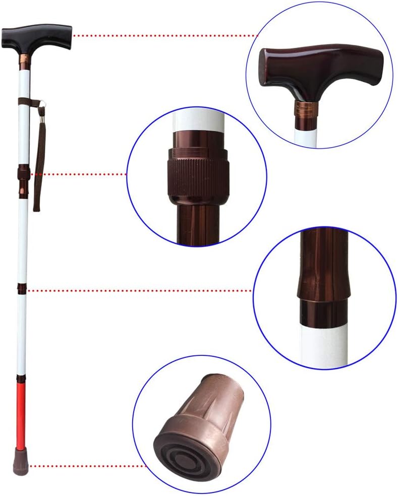 "Adjustable Folding Support Walking Cane for The Blind 31.5 inch - 35.4 inch (Folds Down 4 Sections),Lightweight & Portable Walking Stick Mobility Aid "