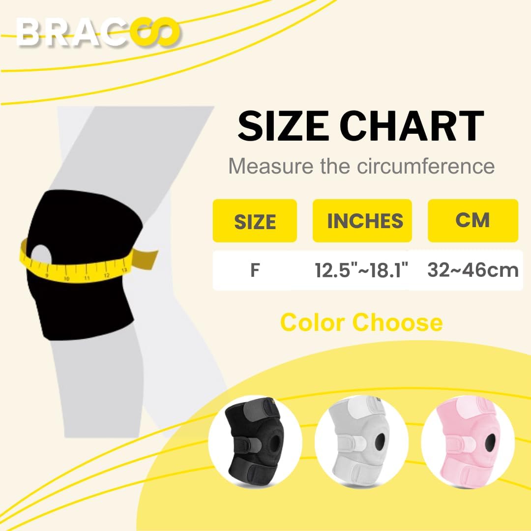 Bracoo KS10 Adjustable Knee Brace – Compression Support for Pain Relief, Injury Recovery, Arthritis, and Sports. One Size Fits Most
