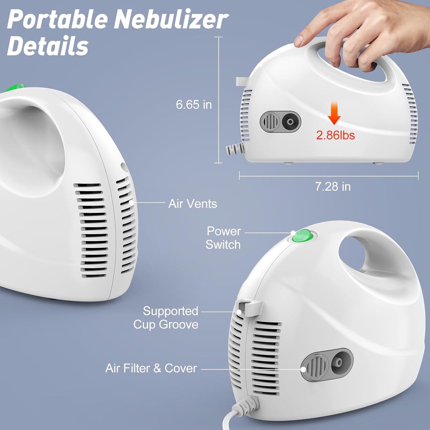 VITA-Mist AIR Compressor & Nebulizer Portable Nebulizer Compressor Machine for Adult and Kid