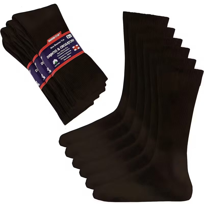 3-Pairs Socks, Non-Binding Circulatory Cushion Cotton Crew Socks for Men Women, Size: 10-13