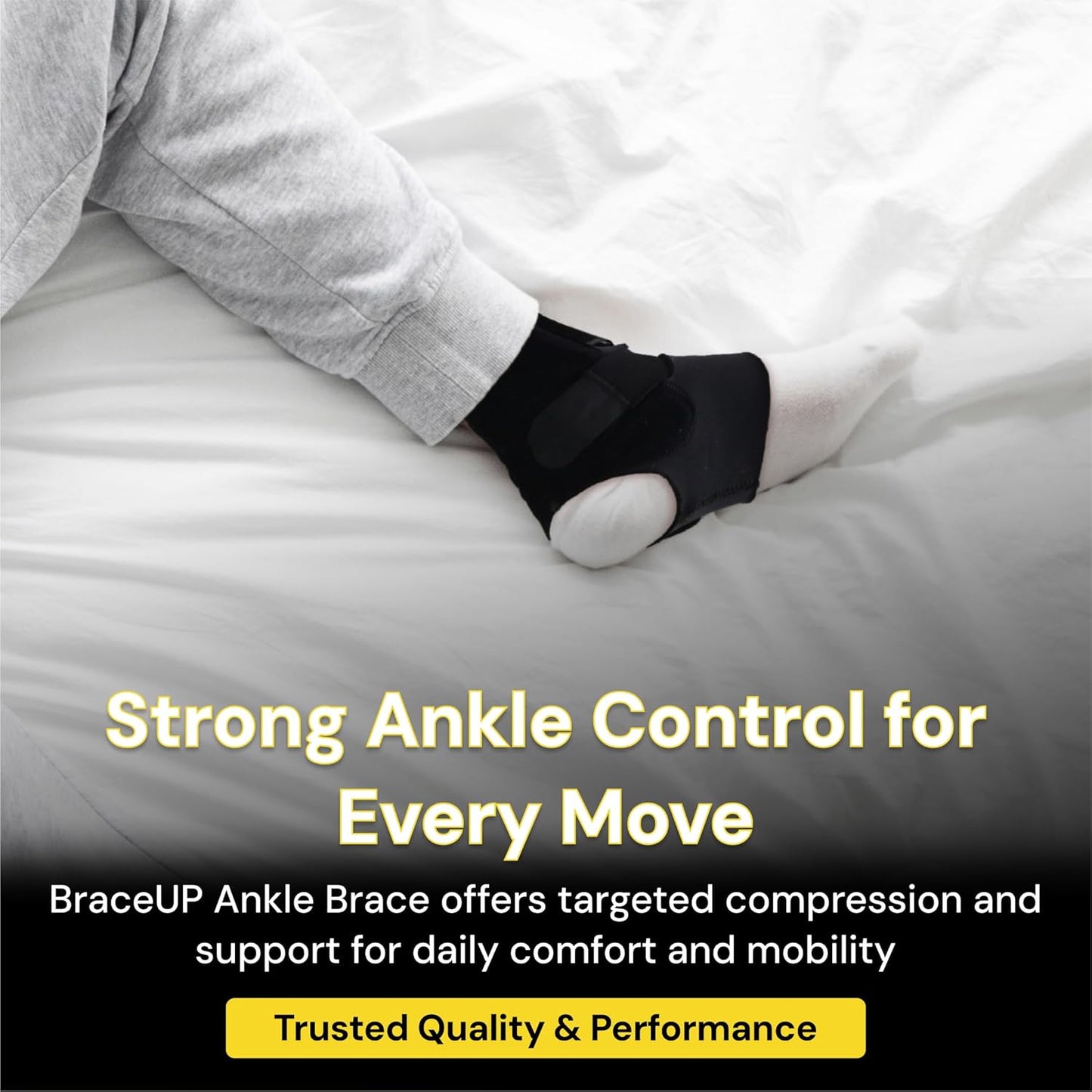 BraceUP Ankle Brace – Pain Relief & Stability for Sprains, Achilles Tendonitis, One Size Fits Most- Black