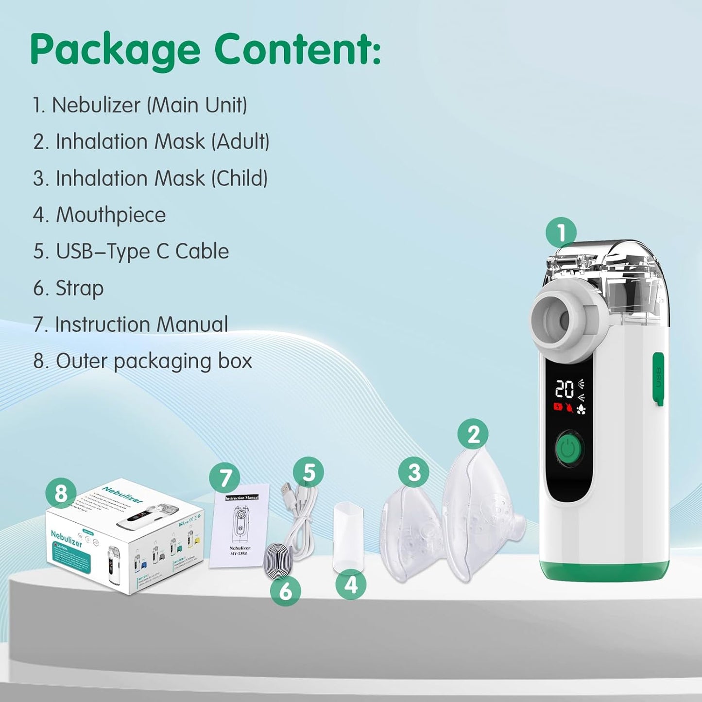 Rechargeable Portable Nebulizer – Handheld, Self-Cleaning, Ideal for Home or Travel Use