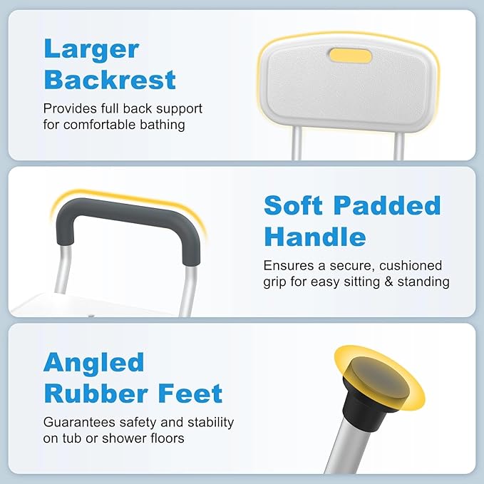 Extra Wide Shower Chair for Inside Shower with Arms and Back, 500 lbs Heavy Duty Shower Seat for Bathtub