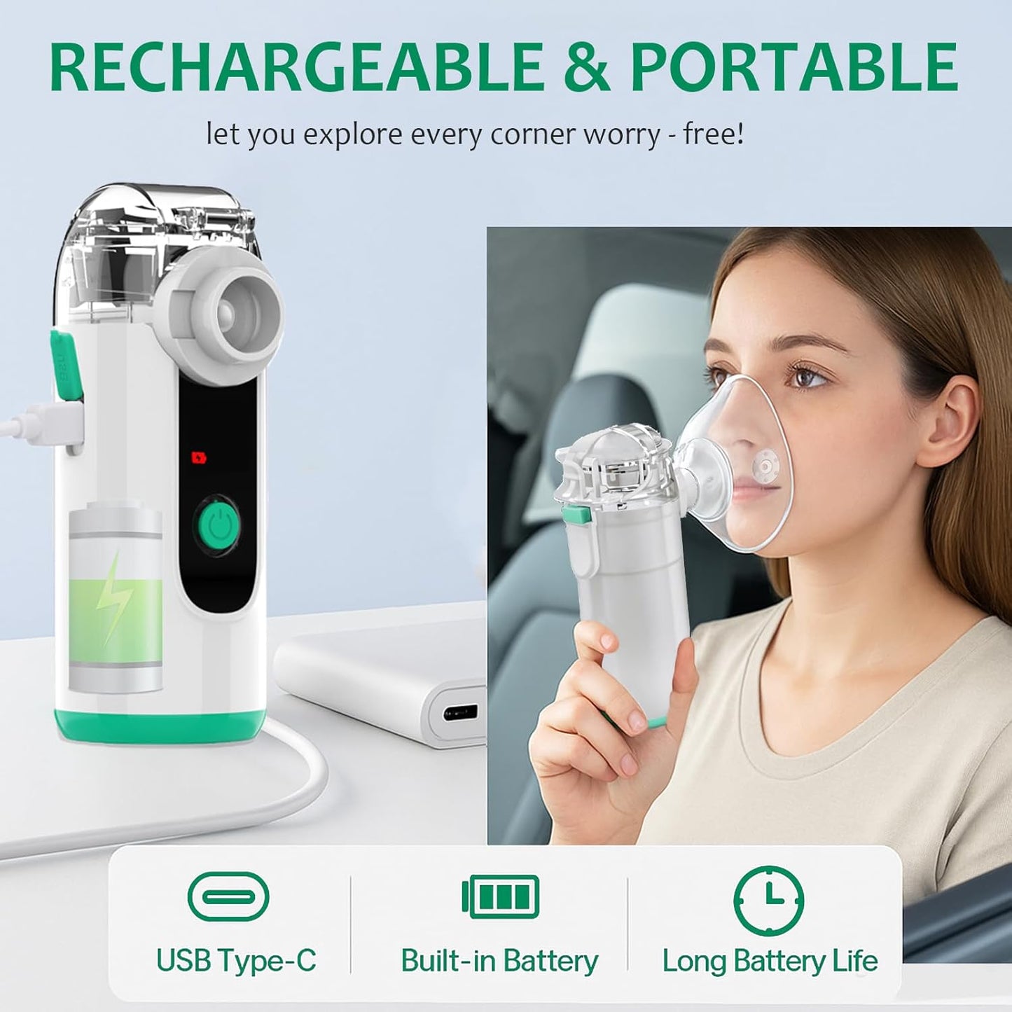 Rechargeable Portable Nebulizer – Handheld, Self-Cleaning, Ideal for Home or Travel Use