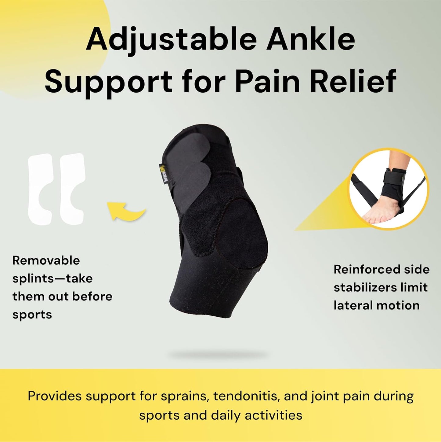 BraceUP Ankle Brace – Pain Relief & Stability for Sprains, Achilles Tendonitis, One Size Fits Most- Black