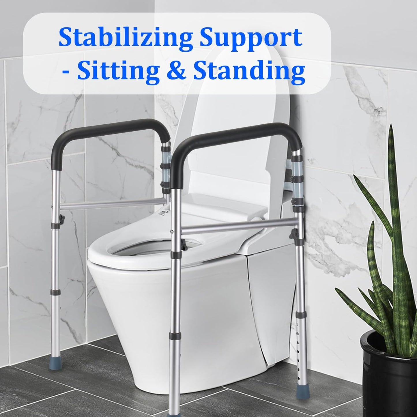 Toilet Safety Rail – Adjustable Heavy-Duty Handles, Detachable, Fits Most Toilets