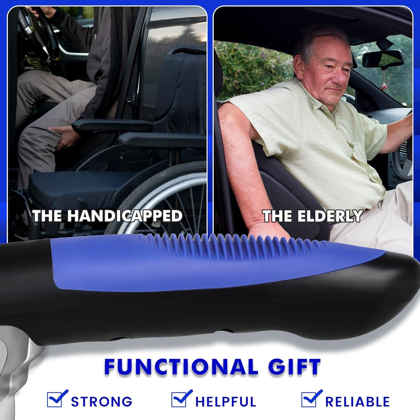 Portable Car Door Grab Handle Assist for Seniors – (1/Pack) Blue/Red Assorted
