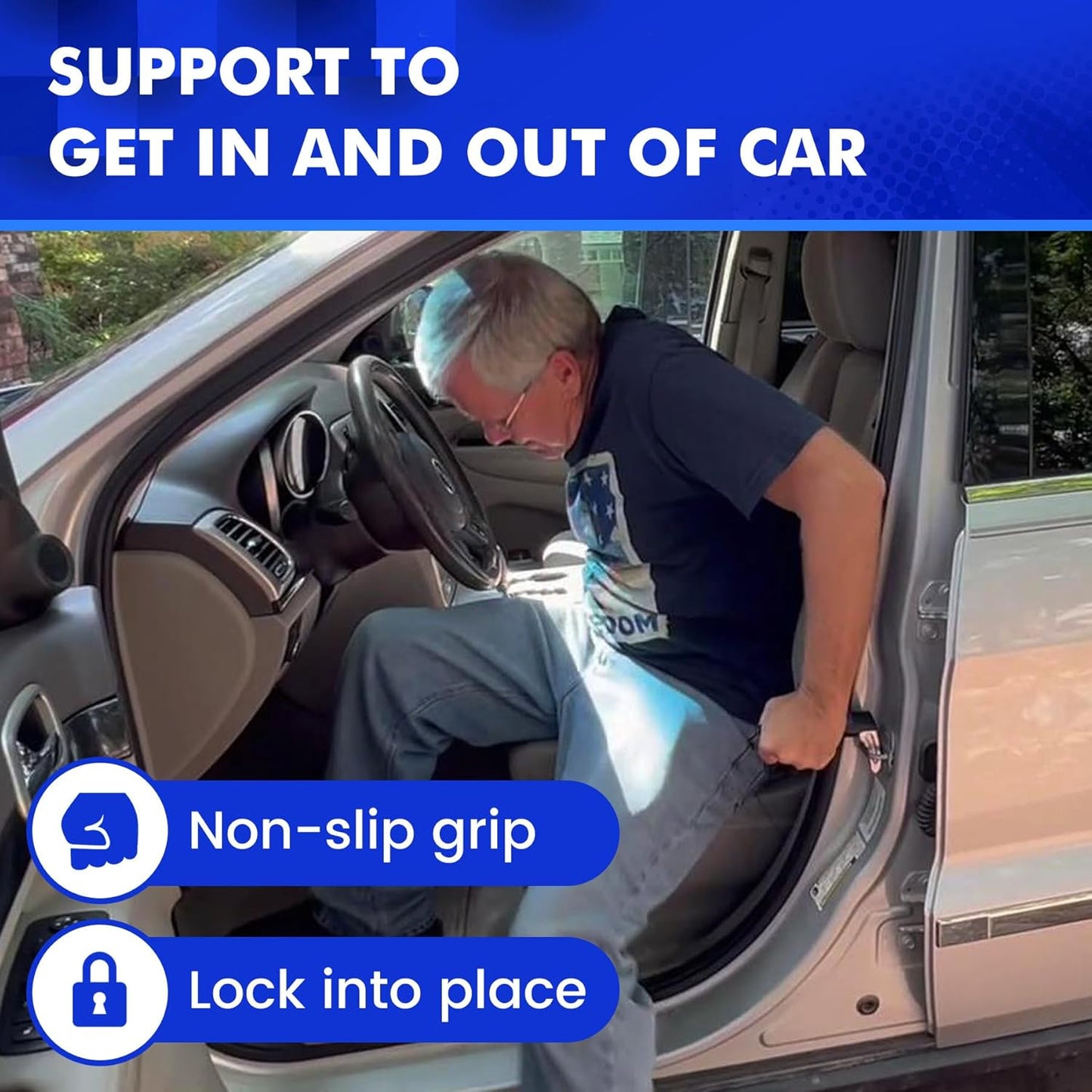 Portable Car Door Grab Handle Assist for Seniors – (1/Pack) Blue/Red Assorted