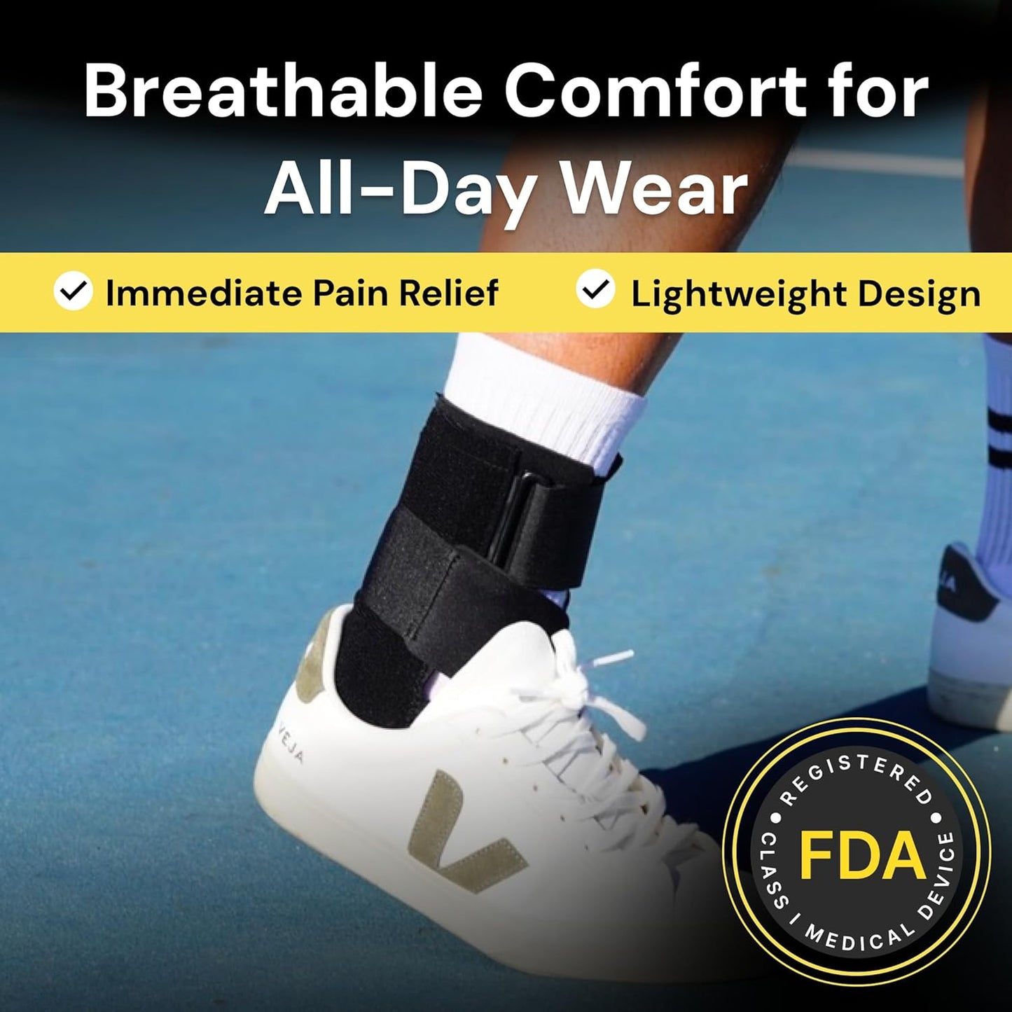 BraceUP Ankle Brace – Pain Relief & Stability for Sprains, Achilles Tendonitis, One Size Fits Most- Black