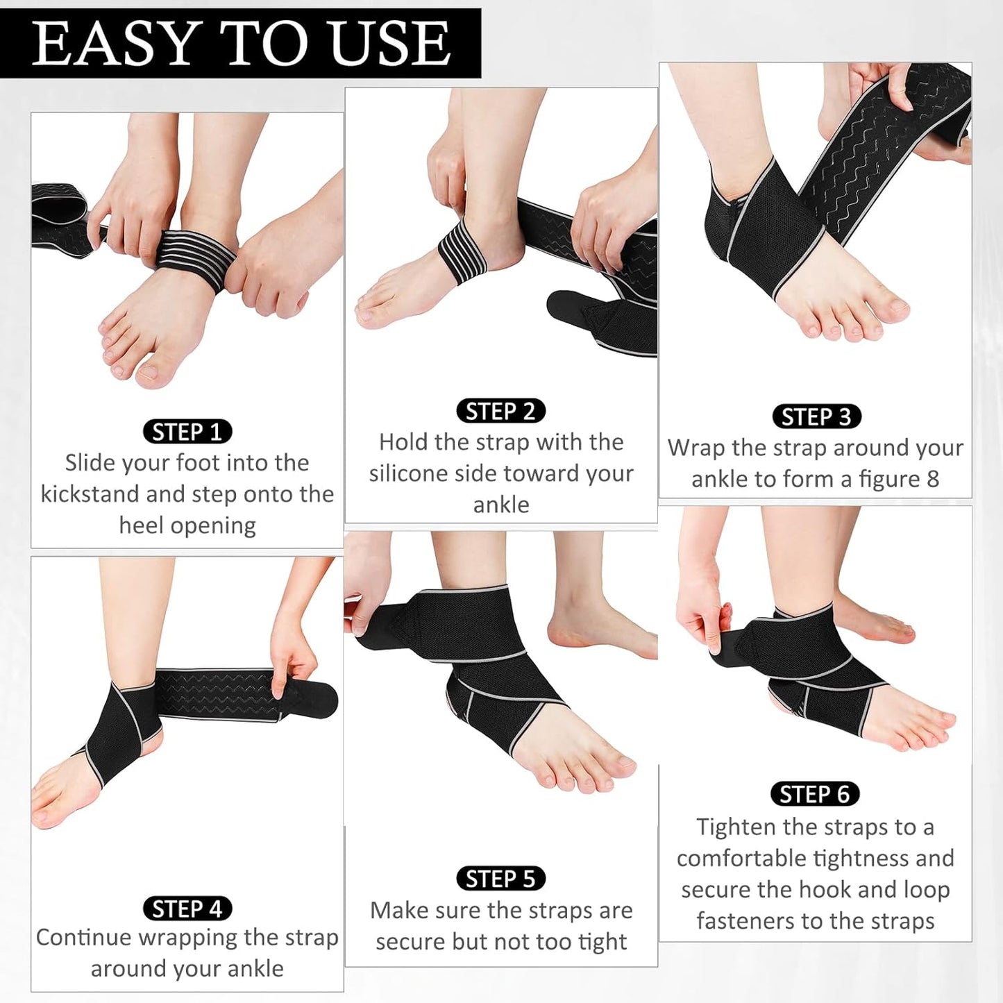 Ankle Brace – Adjustable Compression for Sprains, Achilles Tendonitis & Plantar Fasciitis, Men & Women (Grey) One Size Fits Most