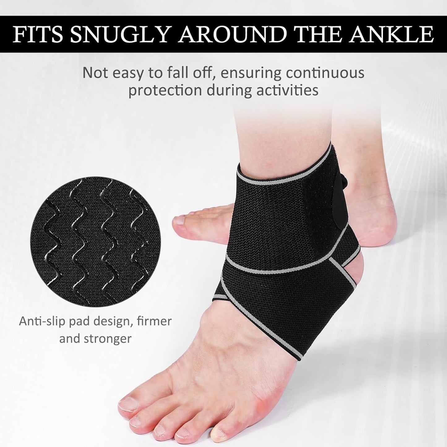 Ankle Brace – Adjustable Compression for Sprains, Achilles Tendonitis & Plantar Fasciitis, Men & Women (Grey) One Size Fits Most