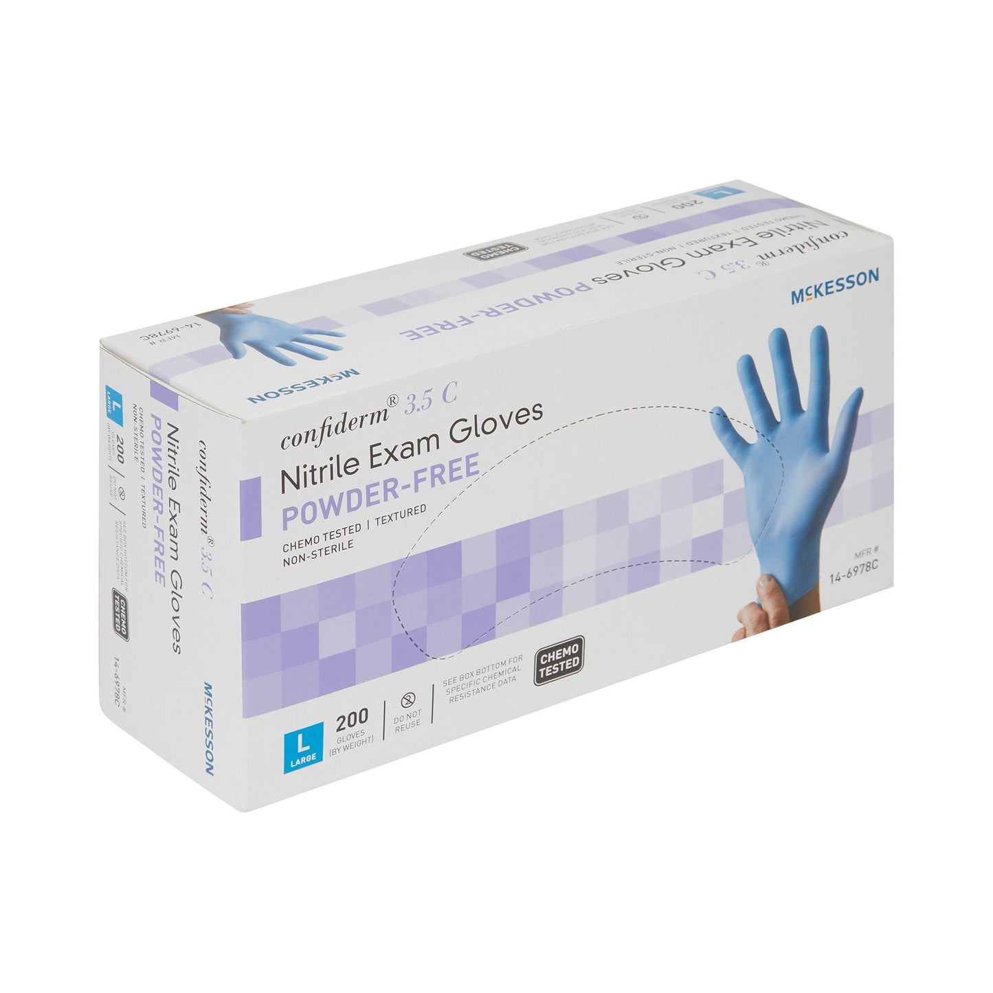 GLOVE, EXAM NTRL LARGE N/S CHEMO 3.5C (200/BX)